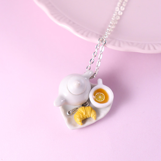 Herbata z ciastkami wisior na prezent  fimo Lemon Lovely