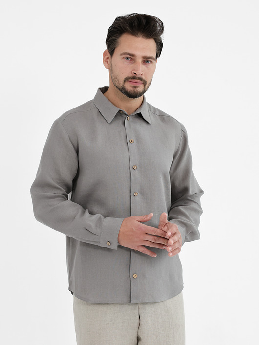 koszule męskie Lniana koszula SAHARA  true gray