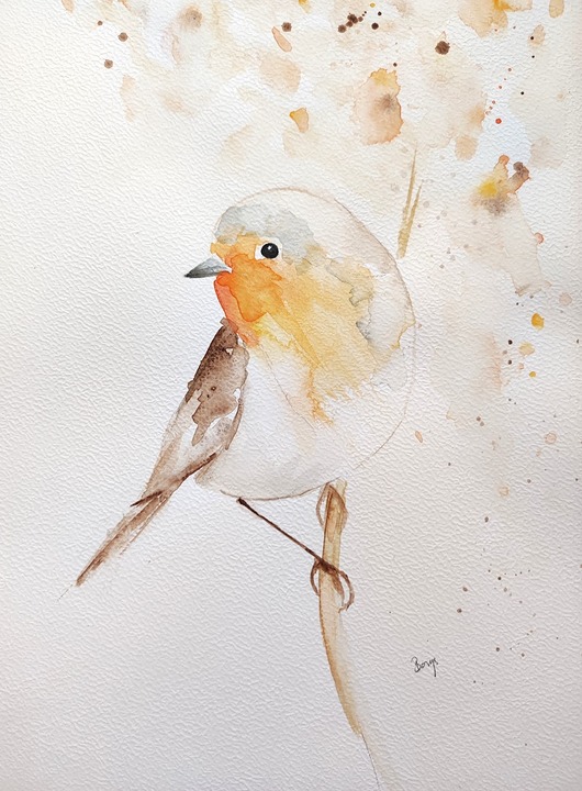 Akwarela rudzik Wiktoria Borys Art