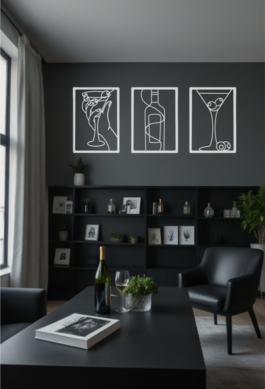 Ozdoby na ścianę Metalowy obraz Martini (Zestaw)