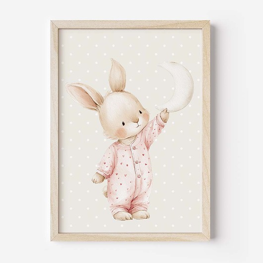 obrazy i plakaty do pokoju dziecięcego Plakat Na Ścianę Dla Dziewczynki Różowe króliczki nr. 3