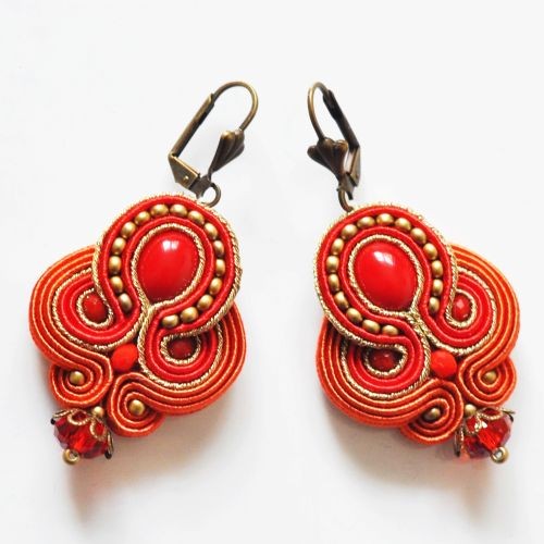 Sutaszowe kolczyki RED ORANGE Sylwia Żak