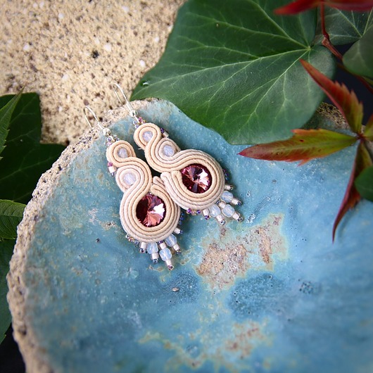 kolczyki soutache Ronja 9 - kolczyki z sutaszu, srebro
