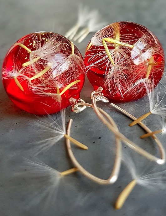 Kolczyki srebrne z nasionami dmuchawca Grol Jewellery