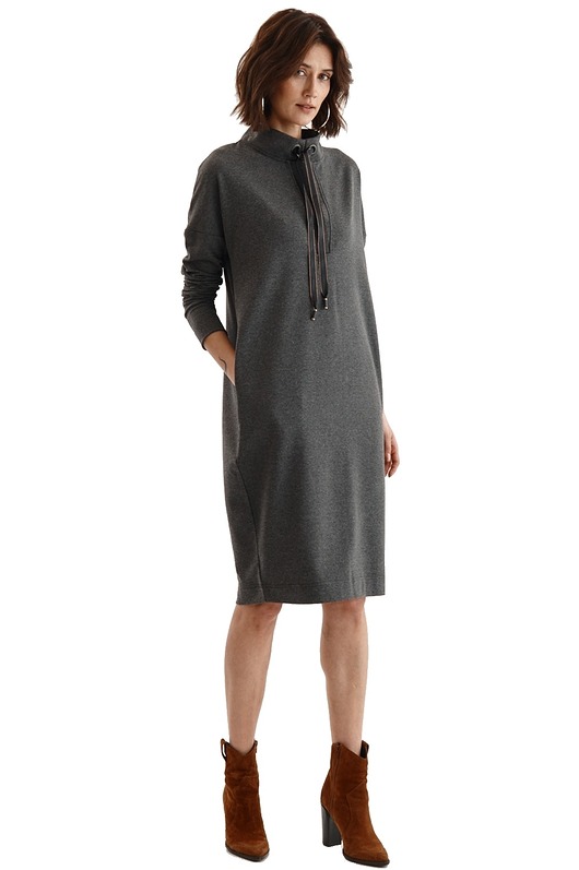 sukienki midi damskie Sukienka ze stójką polo