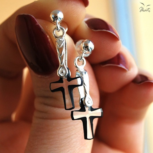 Krzyżyki kryształ Swarovskiego w srebrze Ikati Jewellery