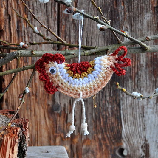 ozdoby wielkanocne Szydełkowe kurki 3szt