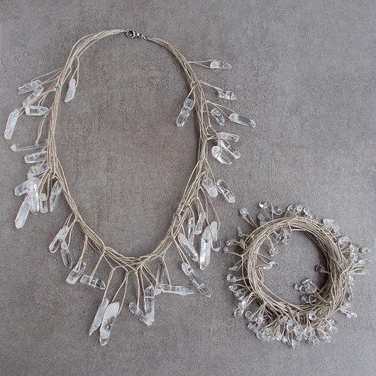 komplet biżuterii Kryształ górski sople Komplet biżuterii