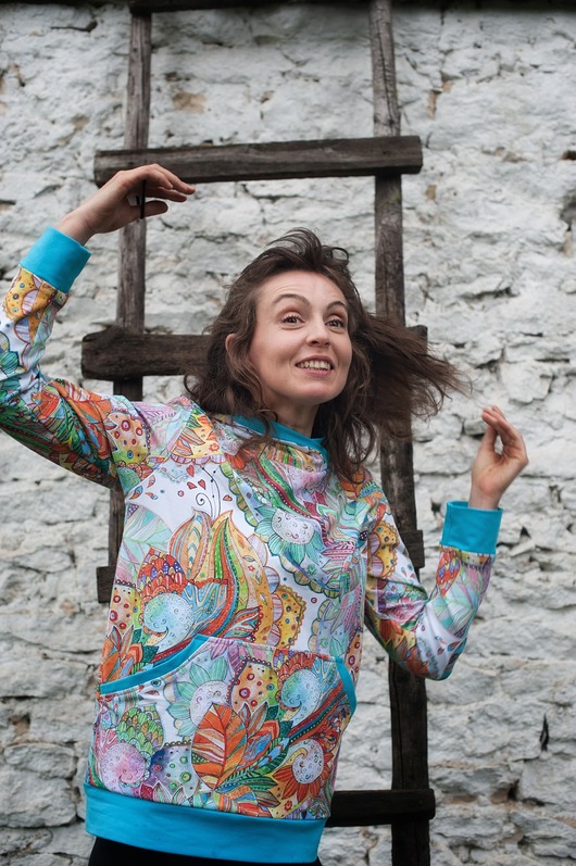 bluza z kapturem damska Bluza kangurka "Mehndi"