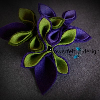 Zielenie i Fiolety-Biżuteria Autorska FlowerFelt Design