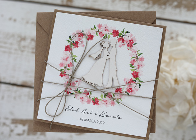 kartki scrapbooking Stylowa kartka ślubna z kopertą