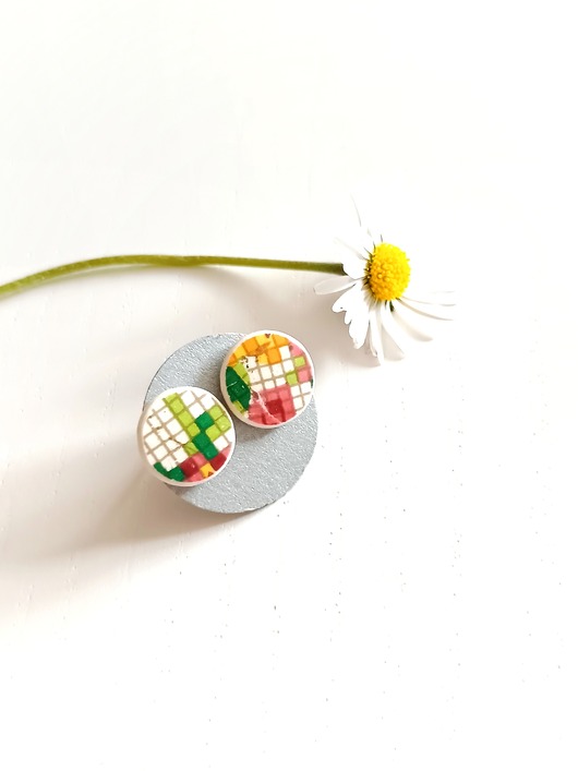 kolczyki ceramiczne Kolczyki ceramiczne w kolorowe wzory