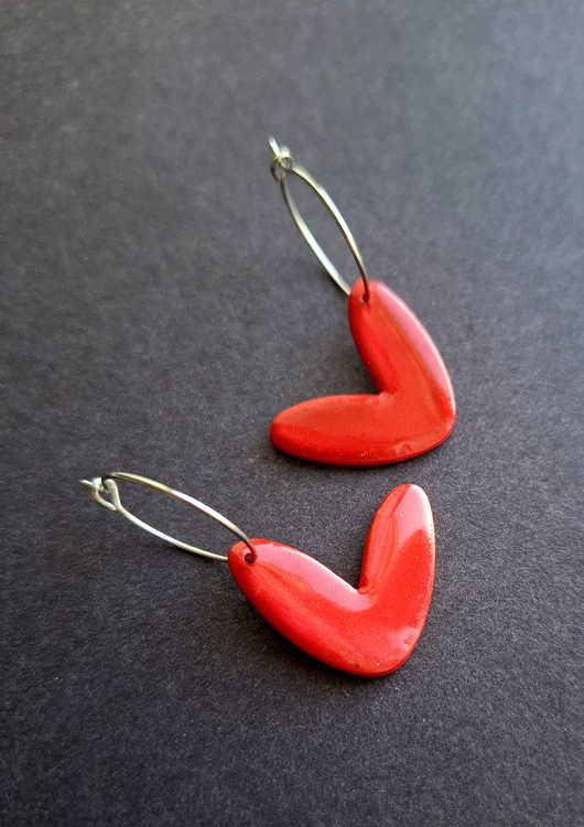 kolczyki z masy plastycznej Kolczyki ecce serce no14