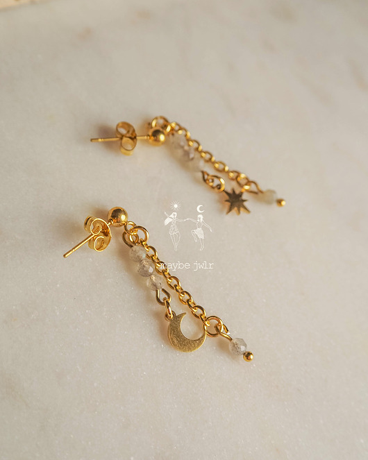 kolczyki pozłacane Kolczyki pozłacane Star & Moon