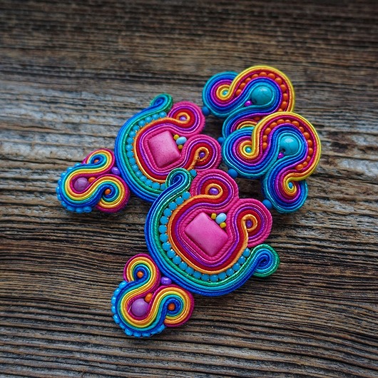 kolczyki soutache Duże i kolorowe kolczyki sutasz