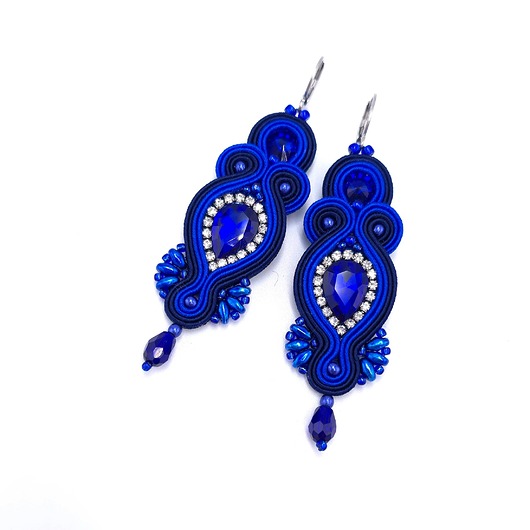 kolczyki soutache Kolczyki sutasz chabrowe wieczorowe długie Orina