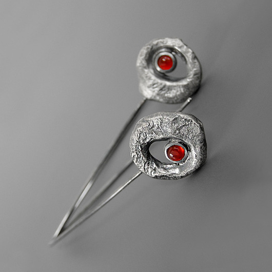 kolczyki srebrne Kolczyki z karneolem - srebro