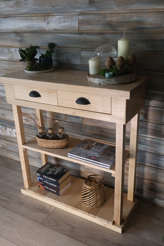 komody Konsola drewniana z litego jesionu w stylu vintage, farmhouse