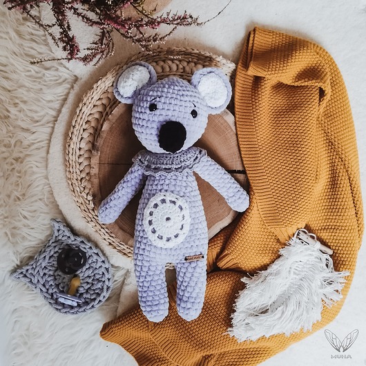 misie i maskotki Miś koala Maciuś, rękodzieło - szydełko