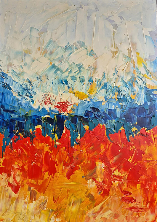 obrazy Obraz ręcznie malowany do salonu tam gdzie lód płonie