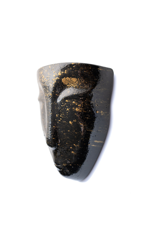 Ozdoby na ścianę Doniczka głowa na ścianę czarna ze złotem