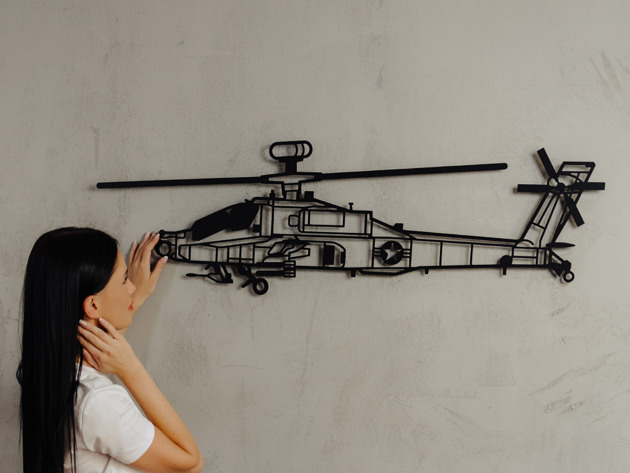 Ozdoby na ścianę Śmigłowiec Apache AH metalowa ozdoba na ścianę 3D