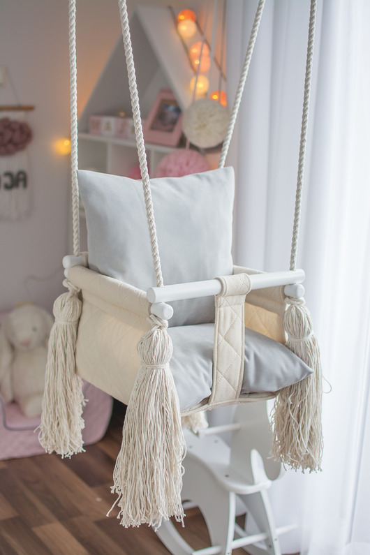 pokój dziecka - różne Huśtawka dla dzieci z oparciem Baby Grey