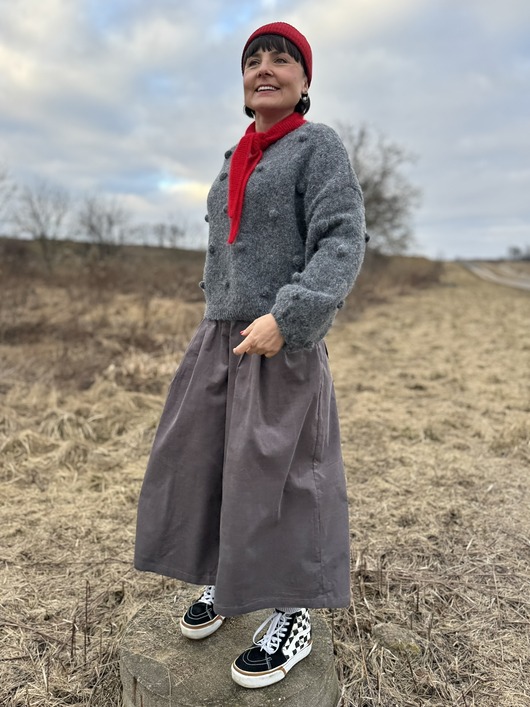 spodnie materiałowe damskie Sztruksowe kuloty