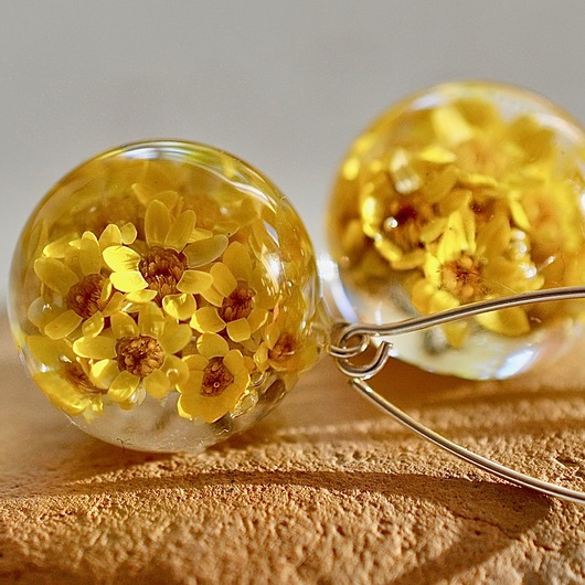 Kolczyki srebrne z żółtymi kwiatuszkami Grol Jewellery