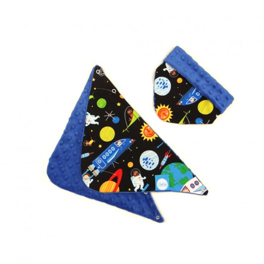 APASZKA DWUSTRONNA z minky  KOSMOS/GRANAT GuGa DESIGN