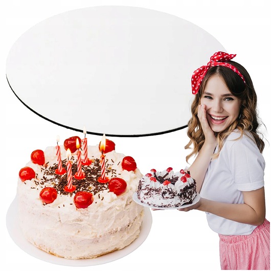 deski do krojenia i tace Tacka Podkład pod tort ciasto torta Cukierniczy GRUBY BIAŁY 28 CM Okrągły