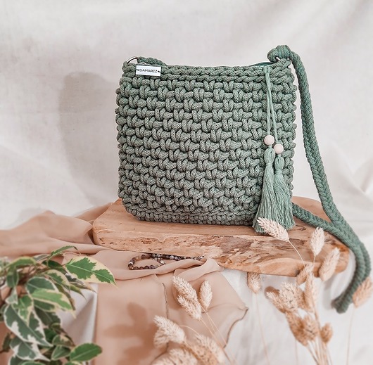 torby na ramię Torebka ze sznurka City bag - szałwia