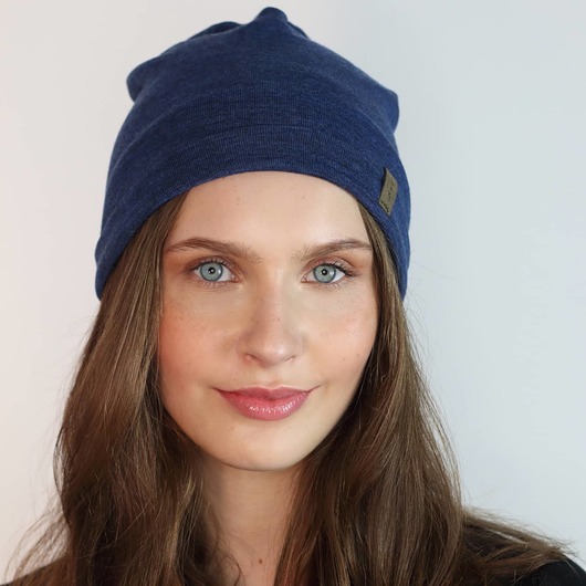 czapki damskie Ana Moroles, Czapka 100% merino, niebieska