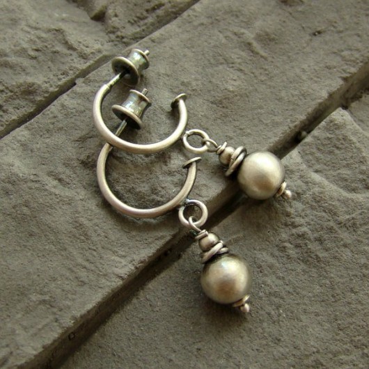 kolczyki wire wrapping Srebrne kulki I