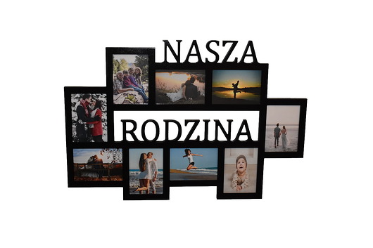 ramki na zdjęcia Multirama ramka na zdjęcia z napisem  Nasza Rodzina mdf 9 zdjęć 13x18