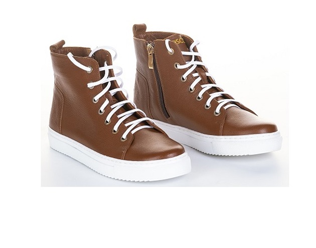 sneakersy damskie Sneakersy skórzane suwak + sznurówki  (7050)