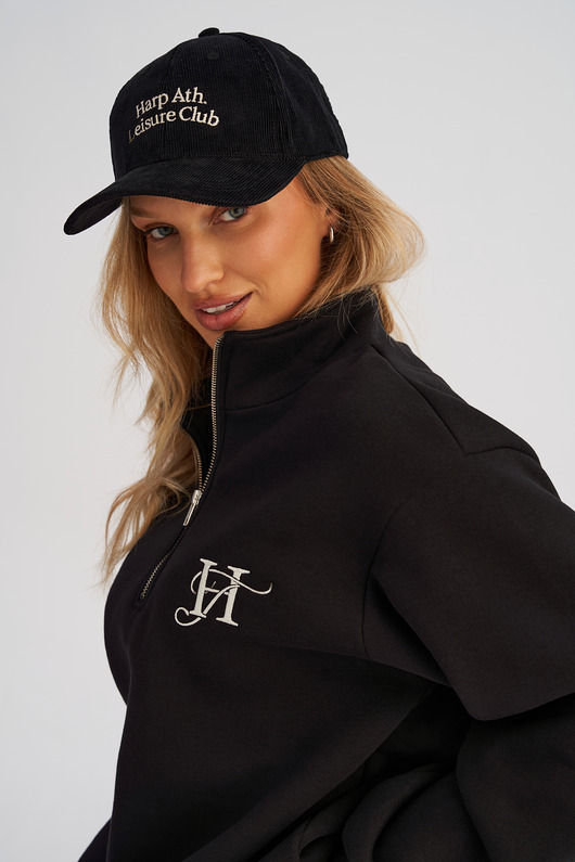 czapki damskie Sztruksowa czapka BASEBALLOWA czarna