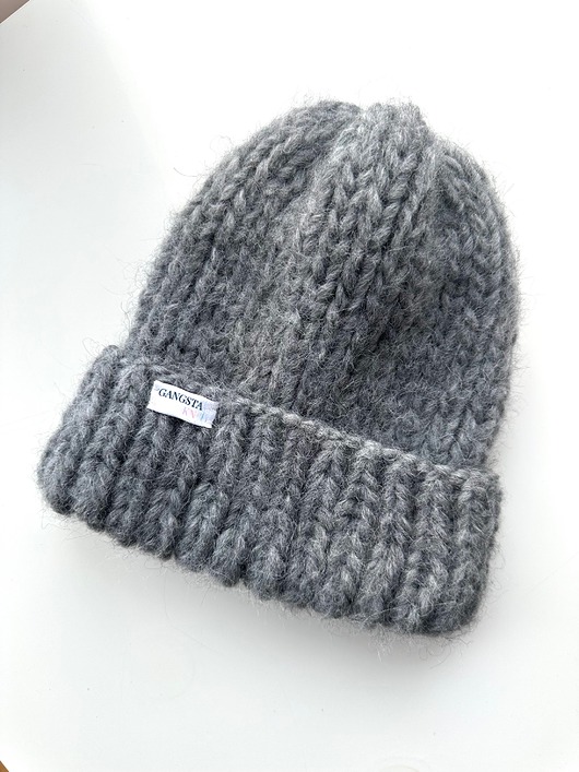 czapki damskie Wełniana czapka z dodatkiem alpaki 100% wełna kolor szary