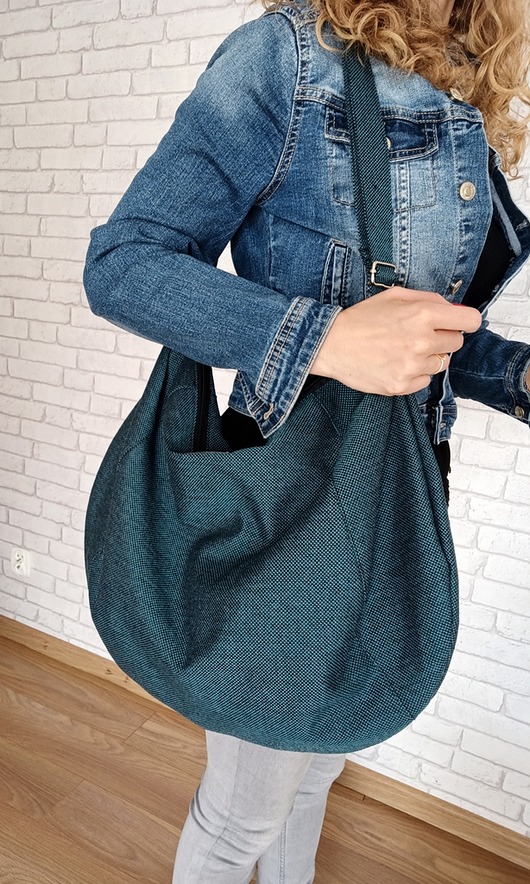 Duża torba worek boho turkusowa XXL na ramię Made by Joan
