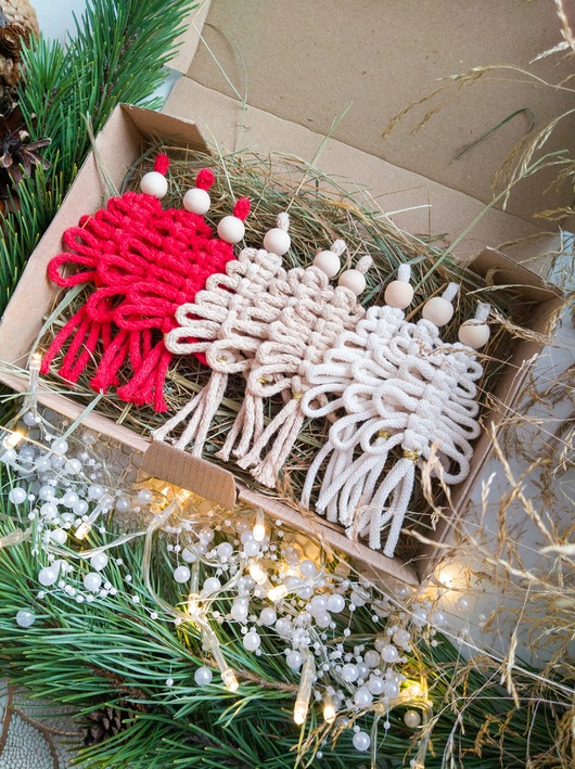 ozdoby choinkowe Zawieszki choinkowe makrama