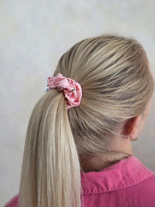 gumki do włosów Gumka jedwabna, scrunchie, cherry MINI