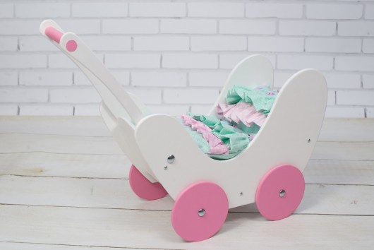 Wózek dla lalek Drewniany Pościel EKO LalaShop