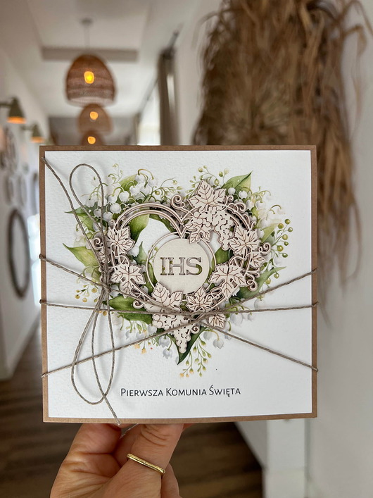 kartki na komunię Kartka komunijna ręcznie robiona - pamiątka komunijna