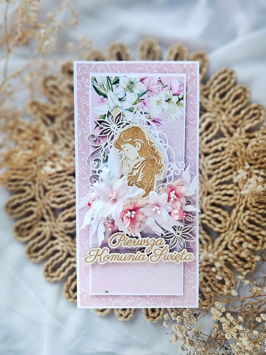 kartki na komunię Kartka komunijna dla dziewczynki