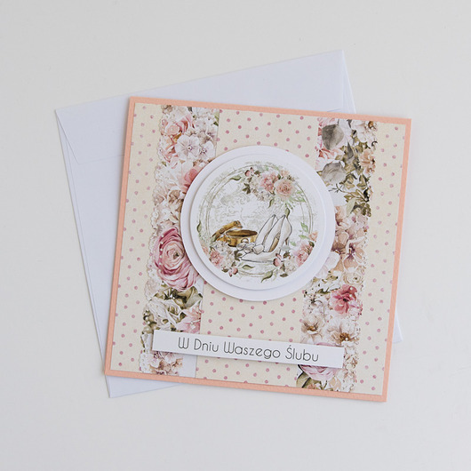 kartki scrapbooking Kwiatowa kartka ślubna