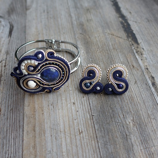 Lapis Lazuli- klipsy - zamówienie specjalne Mró Soutache