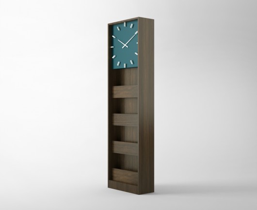 Q CLOCK  zegar podłogowy, stojący gazetownik Furia Design