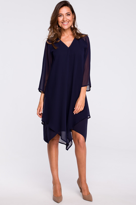 sukienki midi damskie Sukienka szyfonowa-granatowa(S-159)