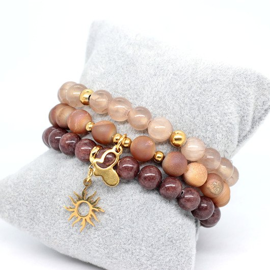 Zestaw bransoletek Colors of Nature beż #07 Kociokwik Jewelry