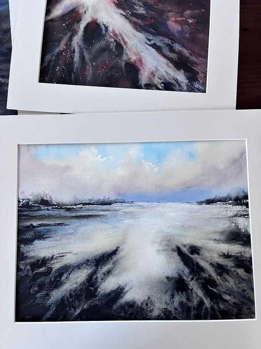 obrazy Obraz akwarelowy "Struktura II/2026" oprawiony w passe-partout 40x50 cm